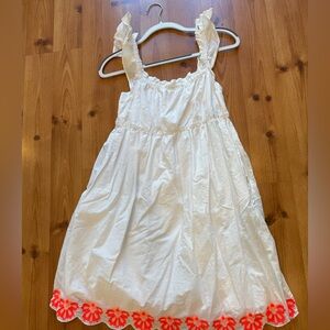 JCrew White Dress with Orange Floral Hem